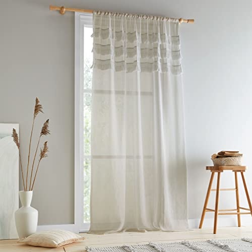 Pineapple Elephant Izmir Voile-Vorhang mit Quasten, 140 x 137 cm, Steingrau von Pineapple Elephant