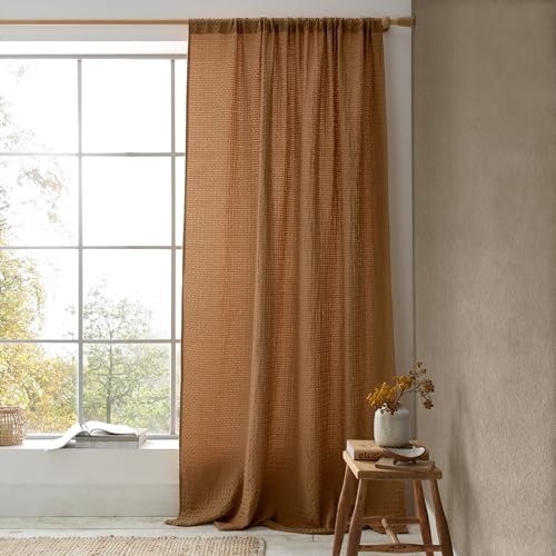 Pineapple Elephant Muscat Voile-Vorhang, Waffelmuster, 140 x 229 cm, Karamell von Pineapple Elephant