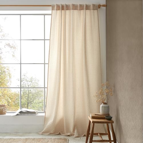 Pineapple Elephant Muscat Voile-Vorhang, Waffelmuster, 140 x 229 cm, mit Schlitzen, Naturfarben von Pineapple Elephant