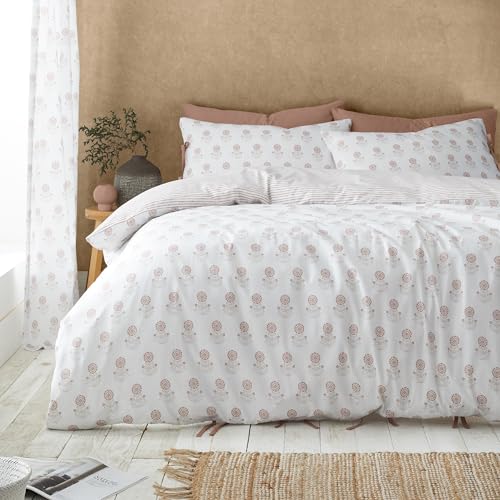 Pineapple Elephant Woodblock Floral So Soft Bettwäsche-Set für Einzelbett mit Kissenbezug, Ton von Pineapple Elephant
