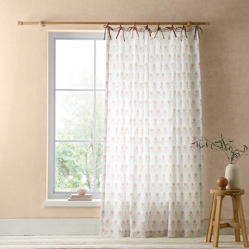 Pineapple Elephant Woodblock Floral So Soft Voile-Vorhang, 140 x 183 cm, Ton von Pineapple Elephant