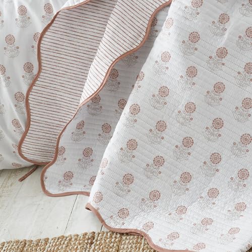 Pineapple Elephant Woodblock Floral So Soft gesteppt 220x230 cm Tagesdecke Ton von Pineapple Elephant