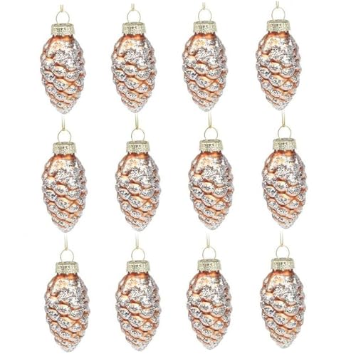 12pcs Glas Weihnachtsschmuck Set 1, 2x2.6 '' Glitzer Pinecones Dekor hängende Glasblasen Weihnachtsbaum -Ornamente mit für Dekor, Baum von Pineeseatile
