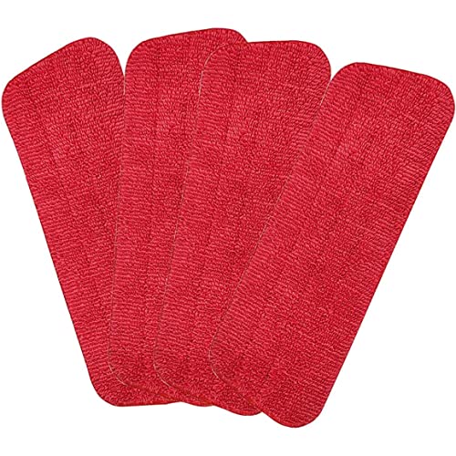 4 -Pack -Mikrofaser -Mop -Pad, Sprühpads -Ersatz, Mop -Reinigungskissen aufdecken, für nasse/trockene Sprühmops geeignet und Mops waschbar 16,5 * 5,5 Zoll enthüllen..(Rot) von Pineeseatile