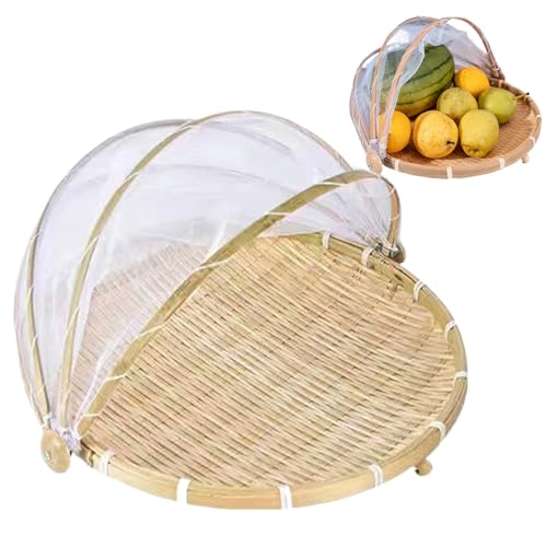 Bambuskorb, 14,2x9.8, staubdichtes Obstkorb mit wachbarem staubdichtem Obst mit Abdeckung, sichtbarer Breetable Mesh-Lebensmittelabdeckungen, tragbares rundes Lebensmittelzelt für Gemüsefrüchte Brotf Bambuskorb, 14,2x9.8, staubdichtes Obstkorb mit wachbarem staubdichtem Obst mit Abdeckung, sichtbarer Breetable Mesh-Lebensmittelabdeckungen, tragbares rundes Lebensmittelzelt für Gemüsefrüchte Brotf von Pineeseatile