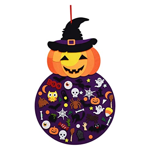 DIY Halloween Filzkürbis Hexenhängedekor für Kinder Filzhandwerk und Kits Kleber Ornamente Halloween Party bevorzugt Dekorationen drinnen im Freien (2, 8 Fuß), Baum Ornamente von Pineeseatile