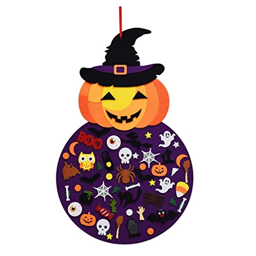 DIY Halloween Filzkürbis Hexenhängedekor für Kinder Filzhandwerk und Kits Kleber Ornamente Halloween Party bevorzugt Dekorationen drinnen im Freien (2, 8 Fuß) von Pineeseatile