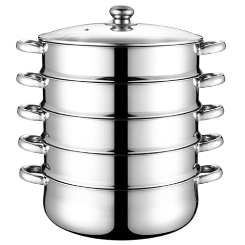 Dampftöpfe zum Kochen, 12 Zoll 5 -Tier -Edelstahl -Dampftopf mit Griff, Dampfschalter mit visuellem Glasdeckel für Knödelbrühe, Sauce, Nahrung Dampftöpfe zum Kochen, 12 Zoll 5 -Tier -Edelstahl -Dampftopf mit Griff, Dampfschalter mit visuellem Glasdeckel für Knödelbrühe, Sauce, Nahrung von Pineeseatile