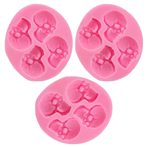 Halloween Fondant Form Silikonschädel DIY Candy Chocolate Schimmel für Kuchendekoration 3pcs, Halloween -Schädel Silikonform von Pineeseatile