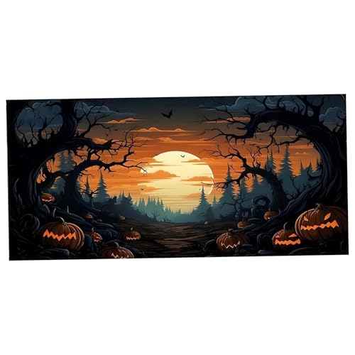 Halloween Garagentor Banner 16x7 Fuß Halloween Kulisse mit Haken und Seil, gruselige Garagentorabdeckung, Haus im Freien Wanddekoration, Banner von Pineeseatile