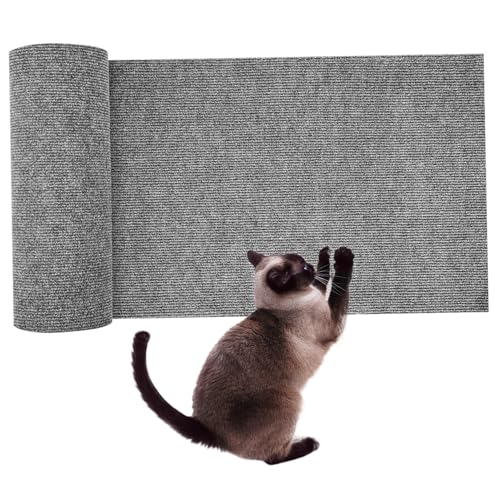 Katzenkratzermatte Trimmbares Klettern Katzenkratzer Selbstklebender Wandkratzer für Baumregale Couch Möbelschutz hellgrau von Pineeseatile