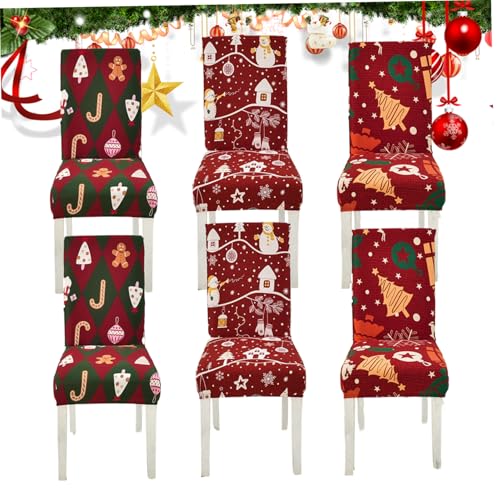 Pineeseatile 3 Sets Weihnachtsstuhlabdeckungen Allround Wrap & Dehnes Essstuhlabdeckungen mit Baum, Schneeflocken und abnehmbarerer Abzüge Pineeseatile 3 Sets Weihnachtsstuhlabdeckungen Allround Wrap & Dehnes Essstuhlabdeckungen mit Baum, Schneeflocken und abnehmbarerer Abzüge von Pineeseatile