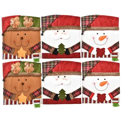 Pineeseatile 6PCS -Weihnachtsstuhl -Rückenabdeckungen 19x21 Santa Snowman Rentierstühle Deckt weich und komfortabler Weihnachtsstuhl für Küchenhotelfeiertagsfeier, Set von 6 Pineeseatile 6PCS -Weihnachtsstuhl -Rückenabdeckungen 19x21 Santa Snowman Rentierstühle Deckt weich und komfortabler Weihnachtsstuhl für Küchenhotelfeiertagsfeier, Set von 6 von Pineeseatile
