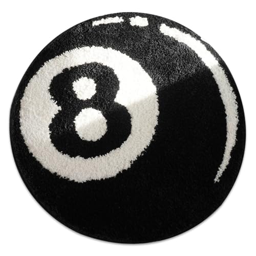 Pineeseatile 8 Ball Teppich 32 '' rund 8ball Teppich weich und abosorbent acht Ballteppich Nicht -Schlupf -Fläche Teppich Teppich Teppich für Schlafzimmer, kühle Teppich von Pineeseatile