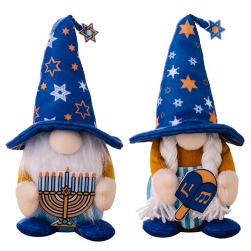Pineeseatile Hanukkah Dekorationen, 2pcs süße Mr & Frau Hanukkah GNOME, gesichtslose Gnomes Plüsch mit Sternhut, 11x2, 8 x 2 Zoll Soft GNOME Dekor Geschenke für Regal, Tisch, Schreibtischdekoration Pineeseatile Hanukkah Dekorationen, 2pcs süße Mr & Frau Hanukkah GNOME, gesichtslose Gnomes Plüsch mit Sternhut, 11x2, 8 x 2 Zoll Soft GNOME Dekor Geschenke für Regal, Tisch, Schreibtischdekoration von Pineeseatile
