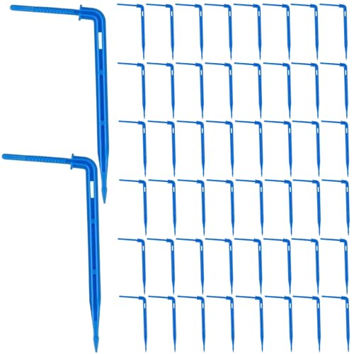Pineeseatile Tropfbewässerungseinsätze, 50pcs Tropfbewässerung Emitter 4.3 '' gekrümmte PE-Emitter mit 1, 5 '' Bodeneinfügung wassersparende Einsätze für Gewächshaus, Sämling und Gärtnerei zu Hause von Pineeseatile