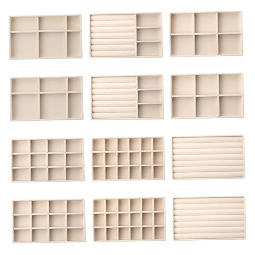 Pineeseatile Velvet -Schmucktablett 12pcs Sortierter Stil Schmuck Schubladen Organizer Einsätze Dichtebrettlagerstaber für Ohrringe, Ringe, Broschen, Uhren, Halsketten, Schubladen Organizer -Einsätze Pineeseatile Velvet -Schmucktablett 12pcs Sortierter Stil Schmuck Schubladen Organizer Einsätze Dichtebrettlagerstaber für Ohrringe, Ringe, Broschen, Uhren, Halsketten, Schubladen Organizer -Einsätze von Pineeseatile
