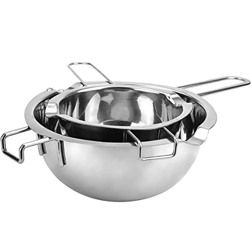 Pineeseatile Wärme Schmelztopf Doppelkessel Hitze Schmelztiegel Edelstahl für Schokoladenbutterkäse Karamell Süßigkeiten Wachs 1000 ml 400 ml 2pcs von Pineeseatile