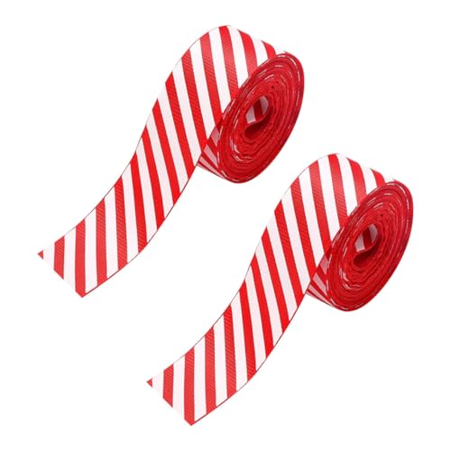 Pineeseatile Weihnachtsstreifen Ribbon Karneval Rot weißes Verpackungsband 10 Yards DIY Trimm 2 Rollen, Wickeln von Pineeseatile