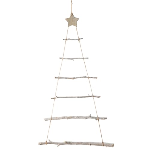 Wall Weihnachtsbaum, 32 x 22 Zoll hölzerner Weihnachtsbaum mit Zweigleiter und Stern, Wanddekor für Weihnachten Ornament Display, Hanging von Pineeseatile