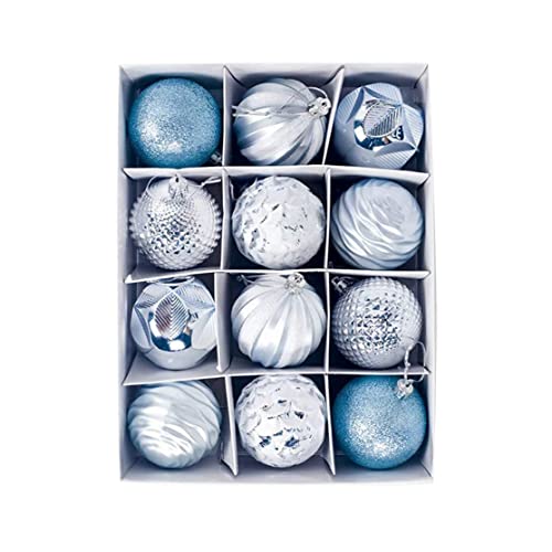 Weihnachtskugel Ornamente mit hängenden Seil zerschmetterte Weihnachtsbaum -Dekorationen Blau 12pcs, Weihnachtsbaumkugeln von Pineeseatile