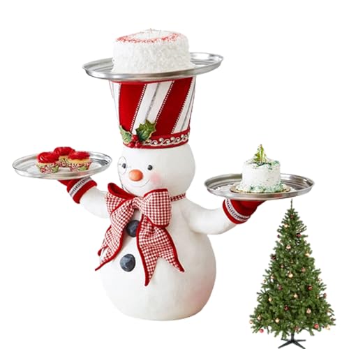 Weihnachtsschneeme -Leckerbissen Halter Süßes Cartoon Harz Dekorative Snack Kuchen Obst Candy Rack für Esstisch Bankettparty, Weihnachtssnackhalter von Pineeseatile