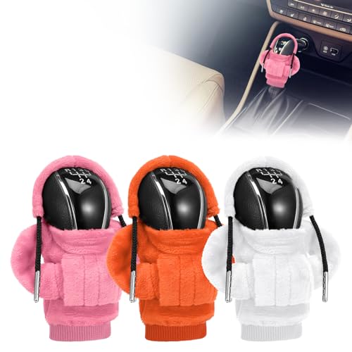 Pinenuts 3 Stück Schalthebel Haube Schaltknauf Mini Hoodie Auto Schaltknauf Abdeckung Schaltknauf Hoodie Abdeckung Schalthebel Hoodie(Weiß+Rosa+Orange) von Pinenuts