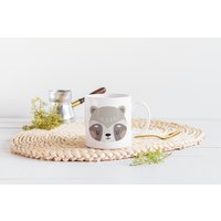 Boho Waschbär Tasse, Geschenk Für Kind Zur Einschulung, Freundin, Keramiktasse von Pingoala