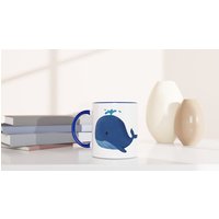 Tasse Wal | Kaffee Druck Blau, Gelb, Grün, Pink, Rot, Schwarz 350 Ml Kaffeetasse Waltasse Geschenk Einschulung von Pingoala