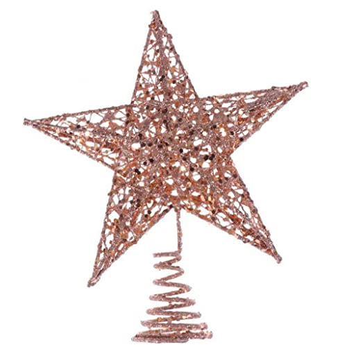 1 Stück 20 cm Weihnachtsbaum Topper, Glitzernde Weihnachtsbaum Dekoration Ornamente (roségold) von PiniceCore