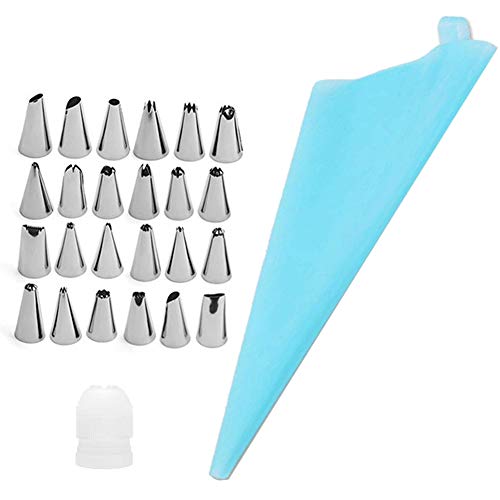 26 PCS/Set Silikon-Gebäck-Beutel Spitzen Küche DIY Icing Piping Creme Wiederverwendbare Spritzsack 24 Nozzle Set Kuchen, der Werkzeuge von PiniceCore
