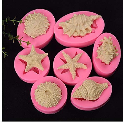 Conch Seestern Muscheln Muscheln Silikonform Fondant Formen Dekorieren Für Kuchen Praline Candy Clay Formen 7 Stücke von PiniceCore