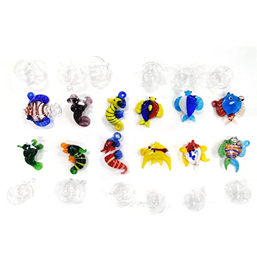 Floating Glass Fish - Aquarium Mini Figur - Hand Geblasene Glas Fischlampe Arbeiten Miniatur Geblasene Glas Tier Statuen von PiniceCore