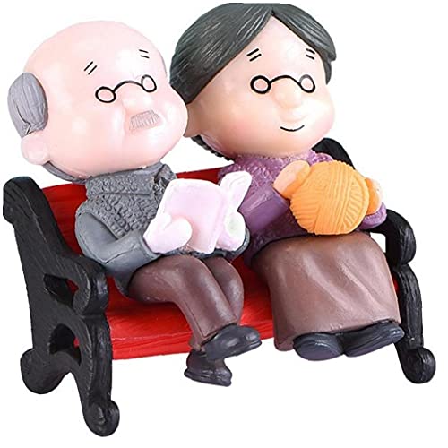 PiniceCore 1 Paar Mini Paar Figuren Oma Oma Grandpa Sweety Lovers Paar Ornament Miniatur Fairy Garten Figuren Dekoration, 5.5x5cm von PiniceCore