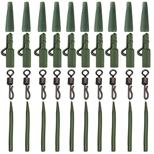 PiniceCore 40pcs Anti-Tangle Sleeves Angelzubehör Karpfenangeln Schwenkt Blei Clips Schwanz Gummischläuche Kit Tackle von PiniceCore