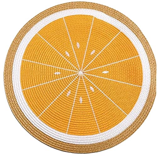PiniceCore Gewebt Runder Tischsat Cartoon Frucht Esstisch Platte Matte Schüssel Wassermelone Zitrone Getränk Untersetzer Küchenzubehör Wohnkultur von PiniceCore