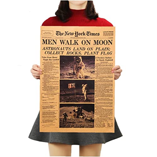 Der Apollo 11 Mond Landung Männer Gehen Auf Mond New York Times Zeitung Poster Kraftpapier Retro Room Dekoration Bild Wandaufkleber, 51 * 35,5 cm von PiniceCore