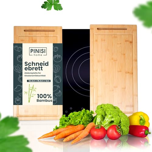 PINISI HOME Herdabdeckung Ceranfeld 100% Bambus Rutschfest - Ceranfeld Abdeckplatte - Herdabdeckplatten für Ceranfeld - Abdeckung Ceranfeld - Cerdabdeckung Induktionsfeld - Herdabdeckplatte Glas von Pinisi Home