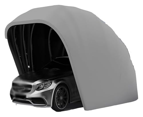 Garage aus rostfreiem Stahl, die einen stecker für die Lange, halbautoffen ffen und eine Garage mit Einer breite Von 2,50 metern bis zu 2,3 Meter höhe einklappen läßt von Pink Beryl