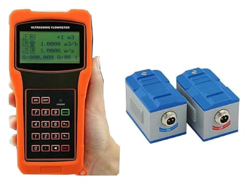 Handheld Ultrasonic Flowmeter Clamp on Flow Meter Portable Liquid Flow Meter with TS-2/TM-1/TL-1 Transducers,Range DN15-DN6000mm,for Copper/PVC Pipe (Size : DN100) von Pink Beryl