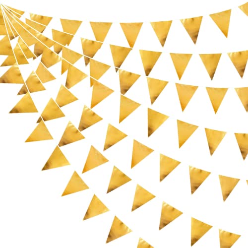 32Ft Gold Stoff Dreieck Banner Flagge Doppelseitig Metallische Holografische Wimpel Girlande für Hochzeit Baby Brautparty Geburtstag Bachelorette Verlobung Weihnachten Junggesellinnenabschied Deko von Pink Blume