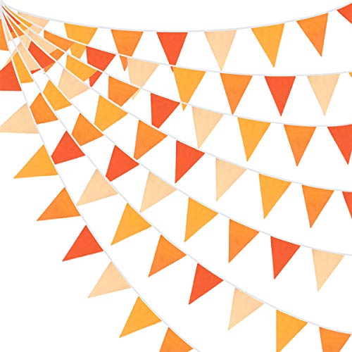 Dreiecks-Flagge, Stoffbanner, Baumwolle, Wimpelkette, für Herbstdekoration, Herbst, Hochzeit, Geburtstag, Party, Erntedankfest, Zuhause, Kinderzimmer, Garten, Hängedekoration (orange + 36 Stück) von Pink Blume