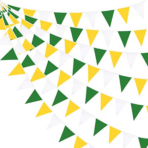 Wimpelkette aus Stoff, 10 m, gelb, grün, weiß, Party-Dekoration, dreieckige Flagge, Girlande, Wimpel für Frühling, Sommer, Hochzeit, Geburtstag, Verlobung, Babyparty, Zuhause, Outdoor, Garten, von Pink Blume