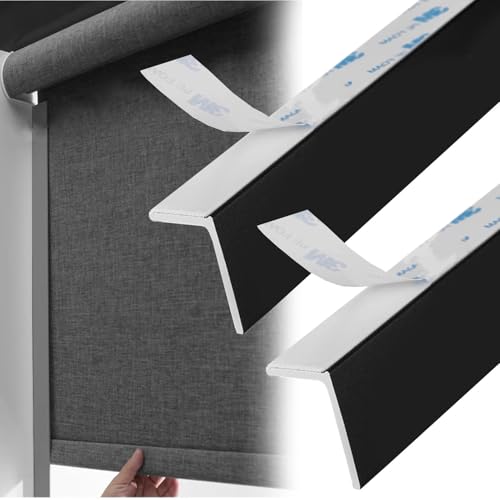 Lichtblockierende Streifen, L-förmige Verdunkelungsblocker, Seitenschienen, lichtblockierende PVC-Rollos, selbstklebend, Innenkantenstreifen für Fensterspalten, Sichtschutz, individuell (schwarz, 188 Lichtblockierende Streifen, L-förmige Verdunkelungsblocker, Seitenschienen, lichtblockierende PVC-Rollos, selbstklebend, Innenkantenstreifen für Fensterspalten, Sichtschutz, individuell (schwarz, 188 von Pink Palm