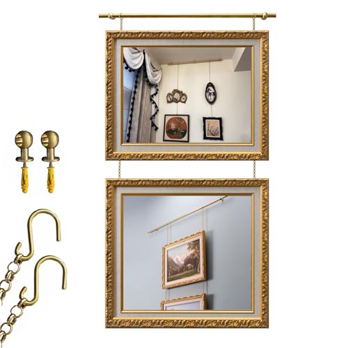 Pink Palm Bilderschienen-Aufhängesystem, Gold-Galerie-Set aus Messing, Metallaufhänger, Wanddekoration für Beton, Kunstschiene für den Innenbereich und Foto-Displaystange (60 cm) von Pink Palm