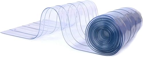 Pink Palm Transparentes PVC-Vorhang-/Türstreifen-Set für Gefrierräume, Kunststoff-Türvorhangstreifen zur Staubkontrolle in Werkstätten, mit Aufhängesystem aus Edelstahl von Pink Palm
