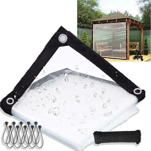 Robuste, durchsichtige Plane, 16 x 26 Fuß/verdickte, wasserdichte Planen, 192 x 312 Zoll regenfeste Gartenplane, transparentes Poly-Schuppentuch zum Abdecken von Hühnerstall, Veranda, Pflanzen, Campin von Pink Palm