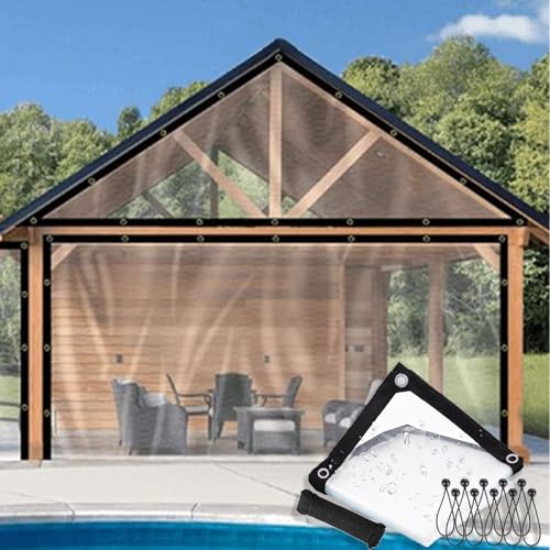 Transparente, strapazierfähige Plane, 4,8 x 7,8 m, transparente, wasserdichte Plane mit Ösen, 4,8 x 7,9 cm große Planenabdeckung für Gartenpflanzen im Freien, regenfeste Abdeckung, Bungee-Schnüre Transparente, strapazierfähige Plane, 4,8 x 7,8 m, transparente, wasserdichte Plane mit Ösen, 4,8 x 7,9 cm große Planenabdeckung für Gartenpflanzen im Freien, regenfeste Abdeckung, Bungee-Schnüre von Pink Palm
