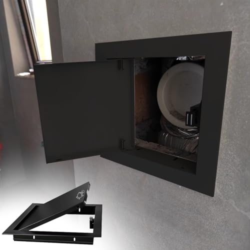 Zugangsklappe für Wandfliesen, magnetische Türluke, Inspektion, 6 x 6, 12 x 12, 12 x 16, 14 x 14, 14 x 24, 16 x 20 Zoll, Klick-Öffnungsplatte für Sanitärlöcher, Duschtür (schwarz, 20 x 50 cm) von Pink Palm