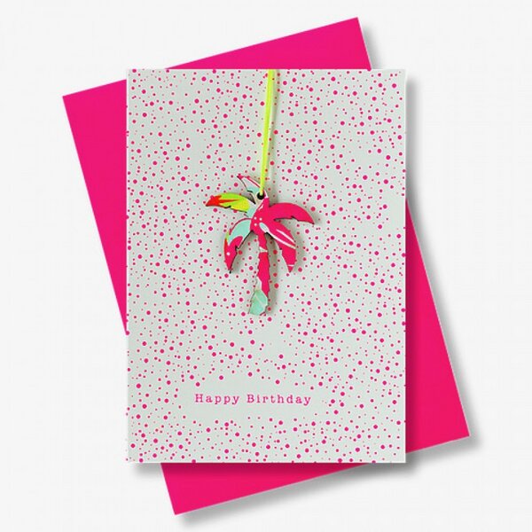 Pink Stories Briefkarte Happy Birthday Palme von Pink Stories